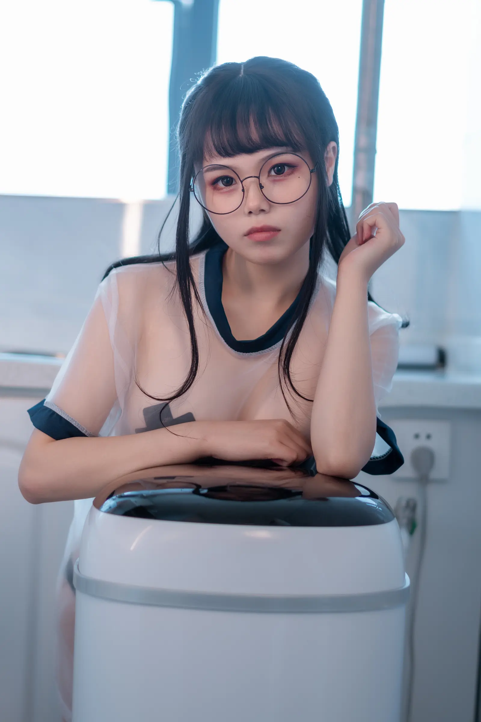 NO.009 喝酸奶的眼镜娘 – [七月喵子] - 柒美图
