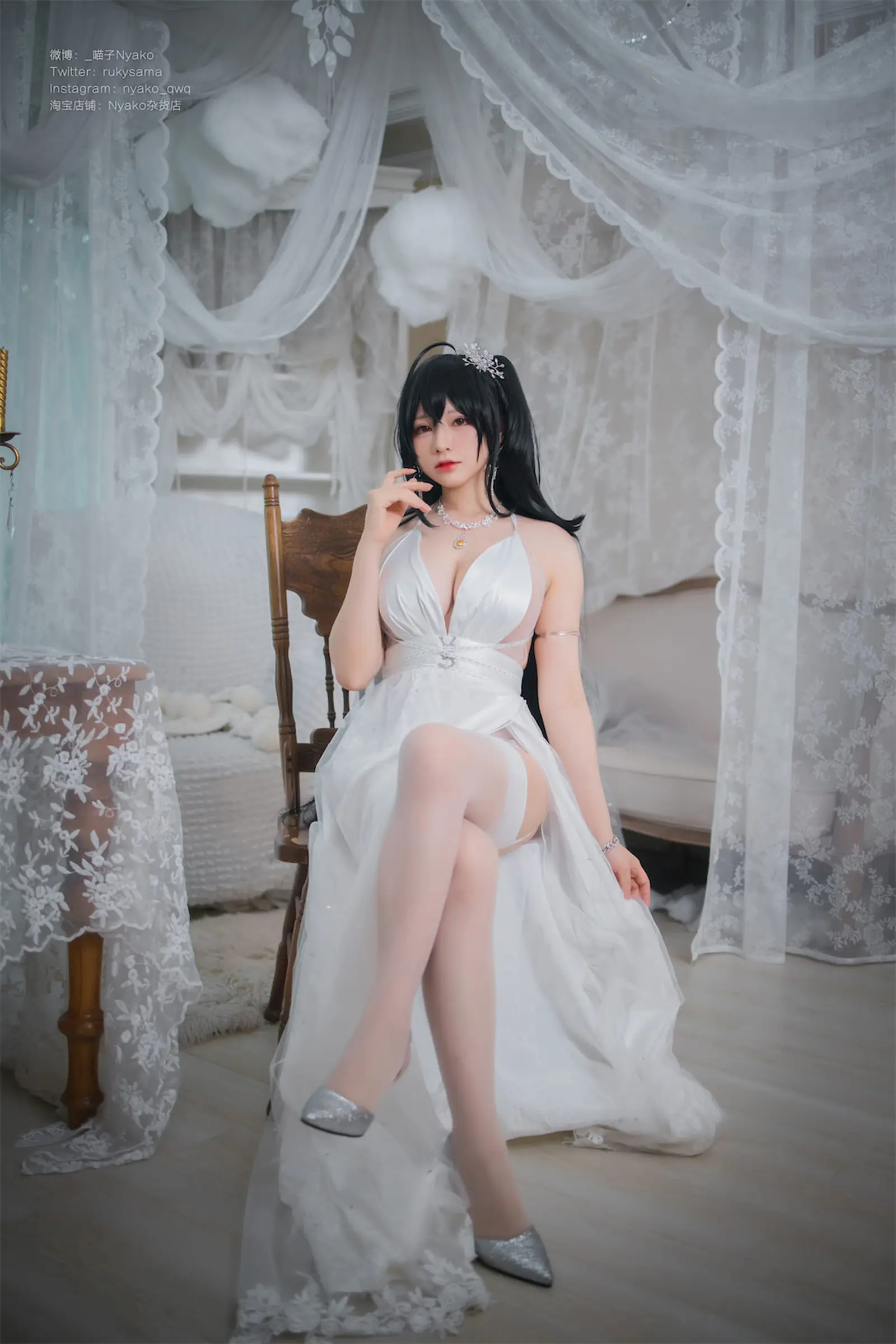 NO.042 大凤纯白婚纱 – [Nyako喵子] - 柒美图